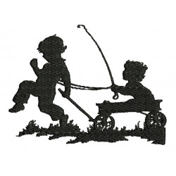 Stickserie Nostalgie Silhouette - Pferd spielen